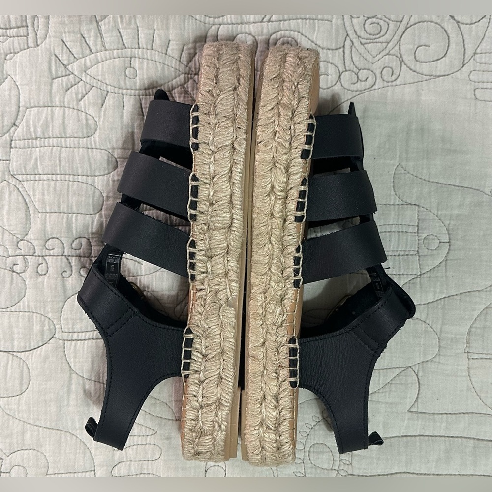 NIB Barbour Paloma Espadrille Platform Fisherman Sandal Sz 39 EU / 8 US Black - Picture 10 of 15
